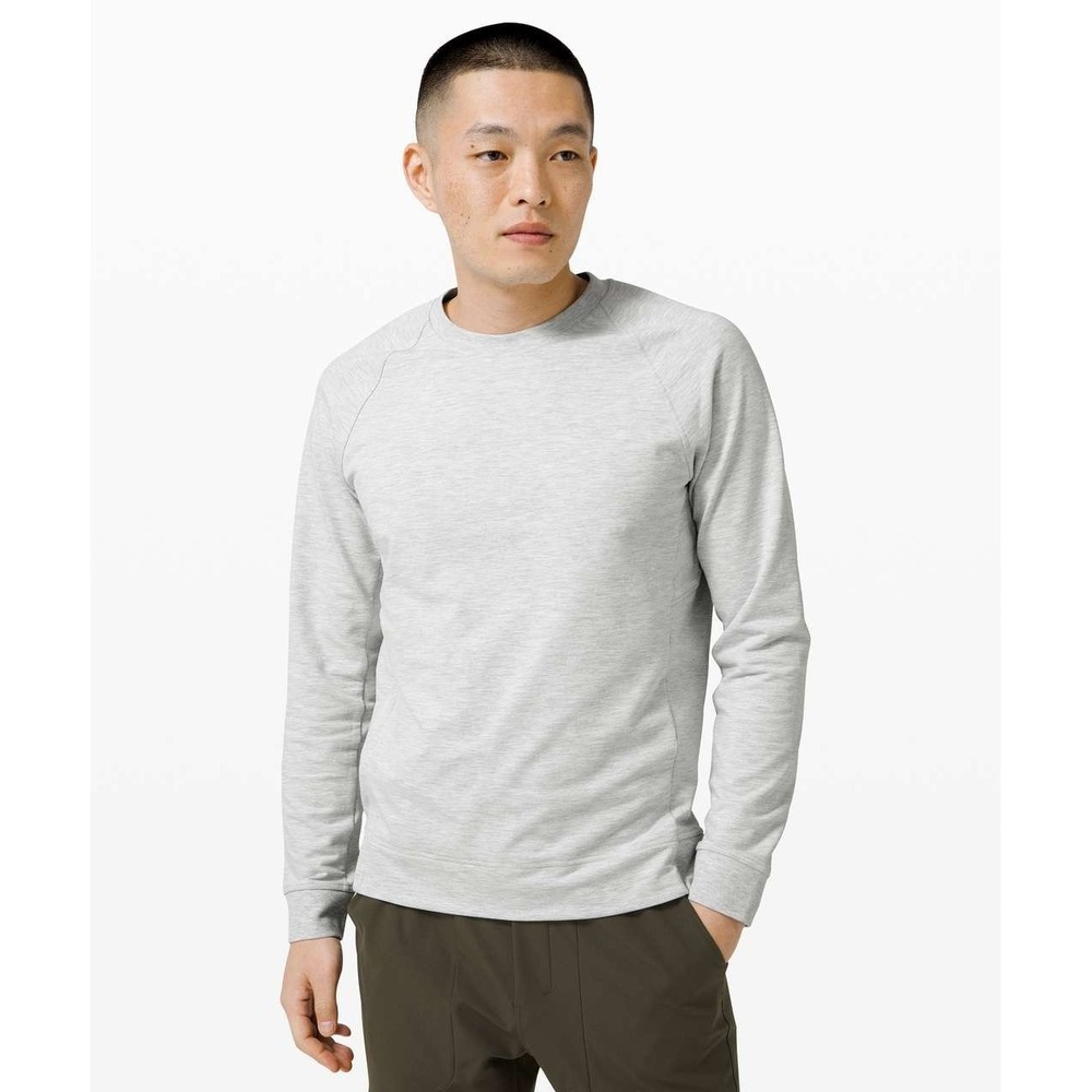 Lululemon Sweatshirt Men L Gray City Sweat Crew Crewneck Pullover Stretch M3BUFS